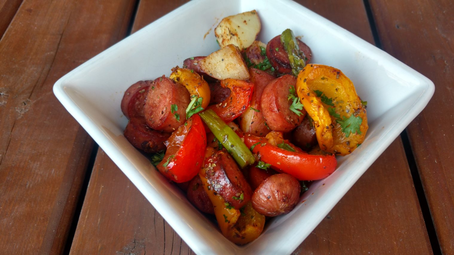 One Pan Honey Garlic Sausage And Veggies - Move Daily